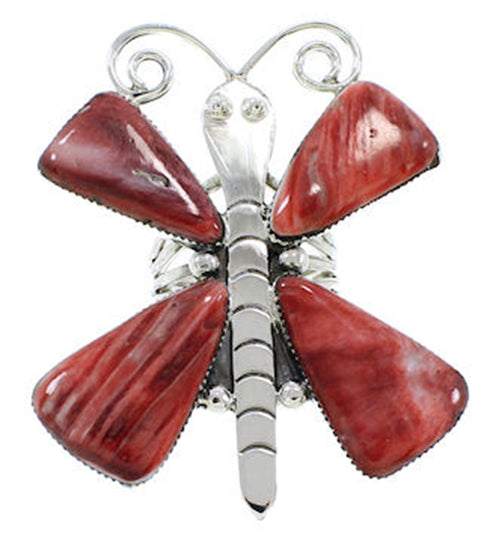 Large Statement Red Oyster Shell Butterfly Ring Size 8-3/4 PS72991